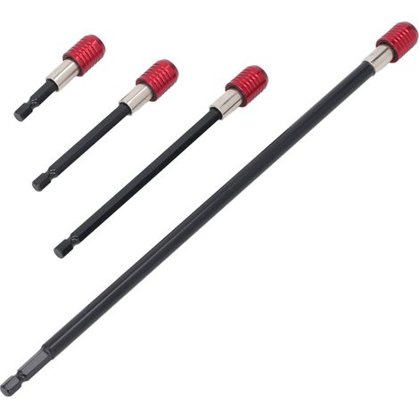 Ensemble de 4 rallonges pour forets : 60 mm, 100 mm, 150 mm et 300 mm, queue hexagonale de 6,35 mm (1/4 pouce), rallonge magnétique puissante. (1/5)