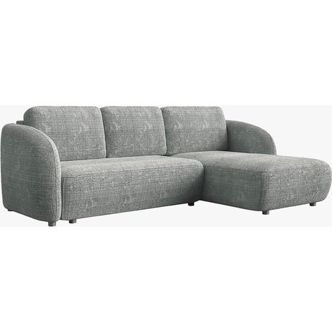 ALANYA Canapé d'angle convertible avec coffre en tissu gris - Angle droit (1/5)