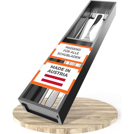 Blum AMBIA-LINE - Cornice per cassetti da cucina, larghezza 100 mm, lunghezza 472 mm, altezza 50 mm, con divisore, nero carbonio opaco, 1 pezzo, organizer da cucina (1/5)