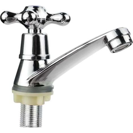Robinet de lavabo moderne mitigeur à poignée croisée en alliage de zinc avec finition galvanique résistante aux rayures (1/5)