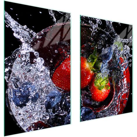 PLAQUE DE PROTECTION EN VERRE POUR CUISINE 65x52 FRAISES (1/5)