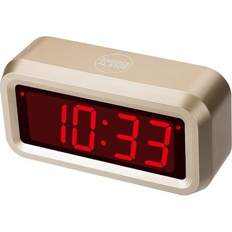 Reloj despertador digital a pilas con numerosos LED para dormitorio, ideal para personas con sueño profundo. (1/5)
