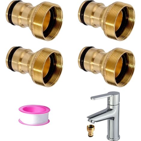 4 Pièces Connecteur de Robinet Cuisine Universel, En Laiton Adaptateur De Fileté D'Eau, Raccord Tuyau d'Arrosage - (1/5)
