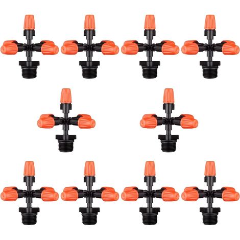 10 Stück Micro Spray Multi-Spray Sprühkopf, 5 Kanäle Leitungswasserkühlung Pflanzen Sprühkopf