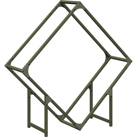 Portant de bois chauffage vert olive 80x25x80 cm
