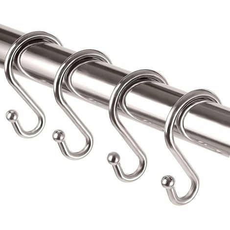12 pièces crochets de rideau de douche en métal résistant à la rouille en forme de S crochets cintres pour rideaux de douche, ustensiles de cuisine, vêtements, serviettes Bronze (1/4)