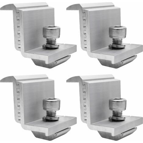 Supports de Panneau Solaire Lot de 4, Panneau Z, Fixation Panneau Solaire pour Panneau Solaire, Support de Panneau Solaire Hauteur du Module 30–50 mm (Borne d'extrémité) (1/4)