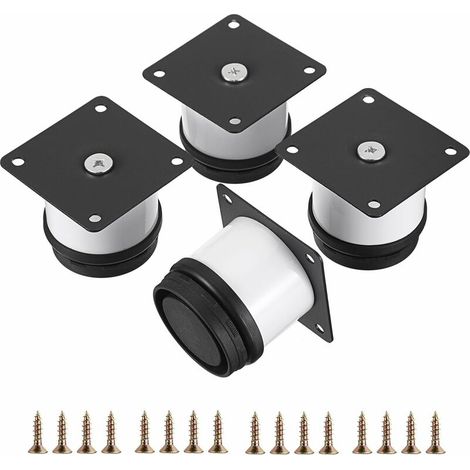 EASYCOMFORT Lot de 4 pieds de meubles en acier inoxydable de 5,1 cm - Petits pieds de bureau en métal - Pieds de canapé - Pieds de rechange réglables en métal blanc - Pieds d'armoire ronds - Rallonges (1/5)