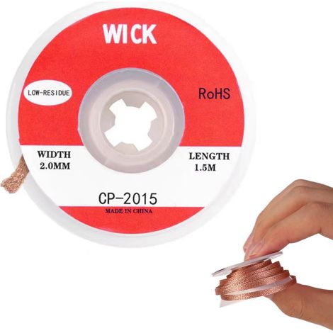 Treccia di saldatura con flusso no-clean, stoppino dissaldante in rame ad alta purezza per riparazione di circuiti stampati, fai da te elettronico e rimozione di componenti