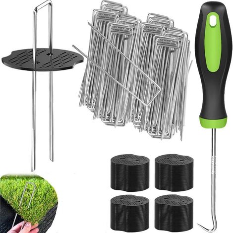 Clous de Sol en Forme de U, 100 Ensembles de Clous de Jardin en Forme de U, Clous de Jardin antirouille de 150mm Ø 0,25mm pour la Fixation de clôtures en Gazon Artificiel en Tissu (1/5)
