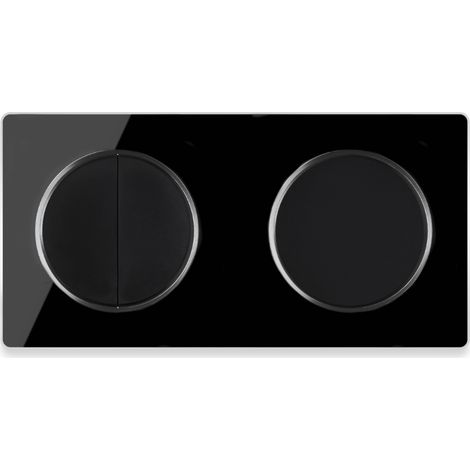 Serienschalter 2fach, Lichtschalter mit Glas-Abdeckrahmen 2fach, waagerecht - schwarz (1/4)