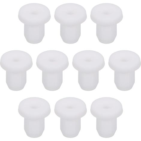 10Pcs Passe-Câble T-Forme Diamètre Installation 5mm, ID 3mm, Hauteur de 8.5mm Passe Fil Rondelle Caoutchouc Bouchons de Trous Flexibles pour Orifices de Câbles, Blanc (1/5)