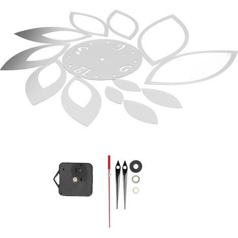 DIY-Spiegel-Wanduhr-Aufkleber, moderne Dekoration, Wohnzimmer-Hintergrund, silberner Aufkleber (1/5)