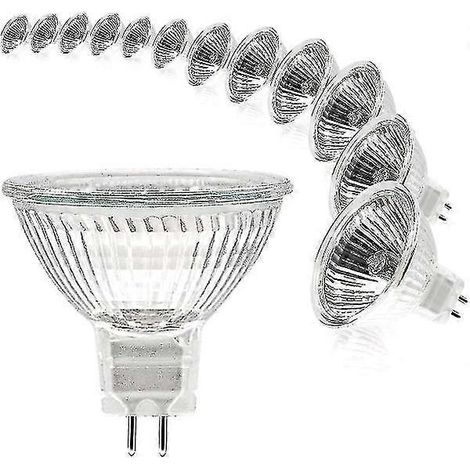 Ampoules spot MR16 12 V 20 W, culot GU5.3, dimmables, halogènes 2 broches, blanc chaud 2700 K, lot de 12 (mr16-20w-12p)