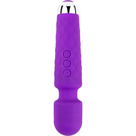 Masseur vibrant 20 fréquences, 8 vitesses, étanche, silencieux, rechargeable, baguette de massage vibrante pour femme, taille L, violet (1/5)