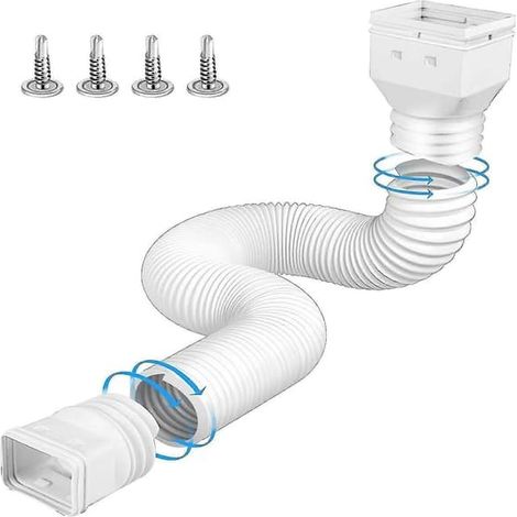 Rallonge de descente de gouttière flexible avec raccords 3x4 po et 2x3 po, extensible de 21 à 60 po. Vis incluses. (1/5)