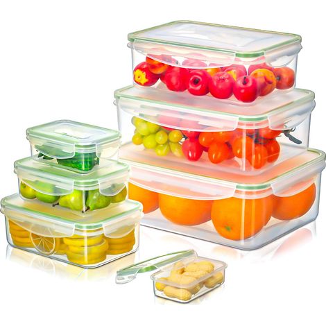14 Pièces Boite Hermetique Alimentaire (7 Boîtes, 7 Couvercles), Boîte Conservation Alimentaire Set, Plastique, Étanche, Adaptés au Micro-ondes, au Congélateur et au Lave-vaisselle, Sans BPA (1/5)