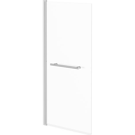 Polished Chrome 770mm Single Section Square Corner Bath Shower Screen with Towel Rail (1/4)