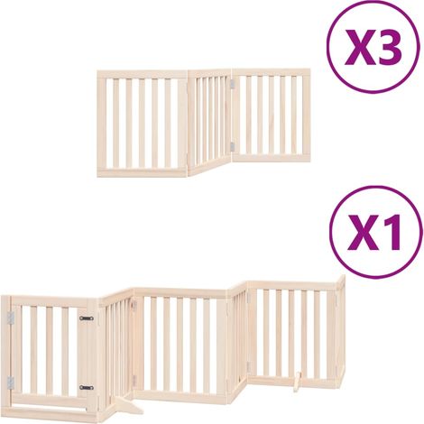 Barrière de sécurité pour chien animaux de compagnie porte pliable 15 panneaux bois de peuplier marron (1/5)