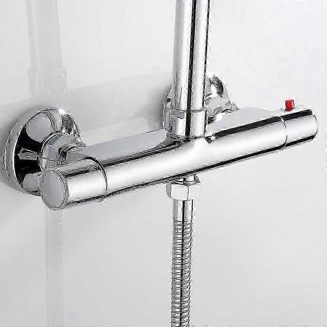 Robinet de douche thermostatique en laiton chromé avec 2 sorties (1/5)