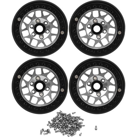 4 pièces Jantes RC Crawler Universelles en Alliage d'Aluminium 1.9 Pouces pour SCX10 SCX10 II Argent (1/5)