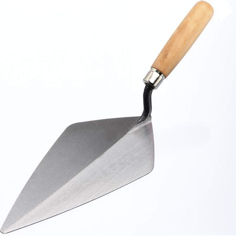 1 - Truelle londonienne - Truelle à brique - Lame en acier trempé - Manche en bois dur - Pour maçonnerie et jointoiement - Naturel - 28x7 cm