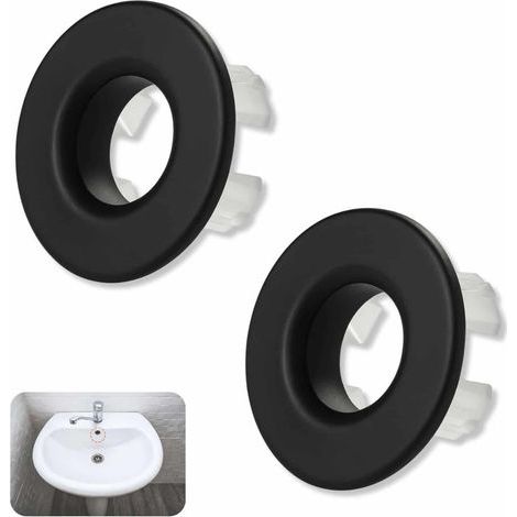2 - Anneau De Trop-Plein - Cuivre - Finition Noir Mat Pour Évier Salle De Bain Et Cuisine Lavabo Céramique Marbre 30x2,4cm (1/5)
