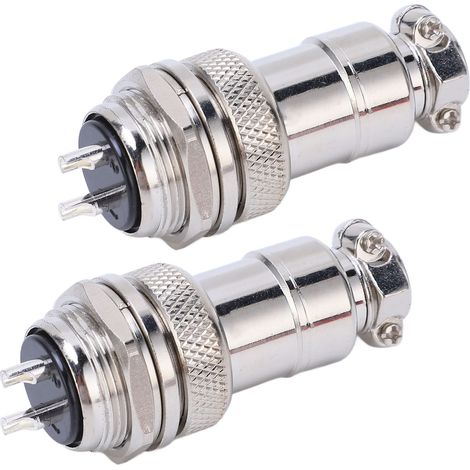 Connecteur électrique 2 broches, prise avion à visser, 2 pièces, coque en alliage de zinc, contact cuivre argenté, connecteur mâle-femelle étanche (1/5)