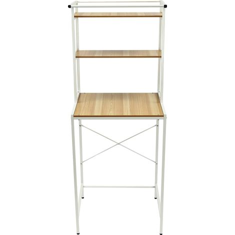 Estantería de almacenamiento, organizador de tres niveles, solución duradera para el baño, blanco y mármol. (1/2)
