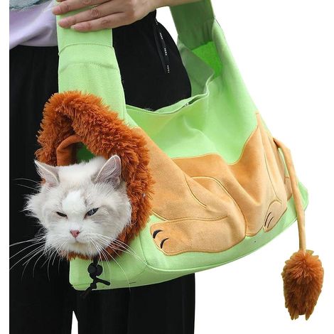 Sac de transport respirant en toile pour chat et chien, motif lion - Sac de voyage portable pour chats et chiens (1/5)