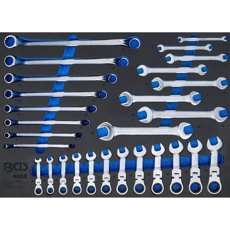 Insert de Servante d Atelier 3/3 - 28 pcs Clés Mixtes et Polygonales Pliables - Organisation et Accessibilité Optimales - D-Work