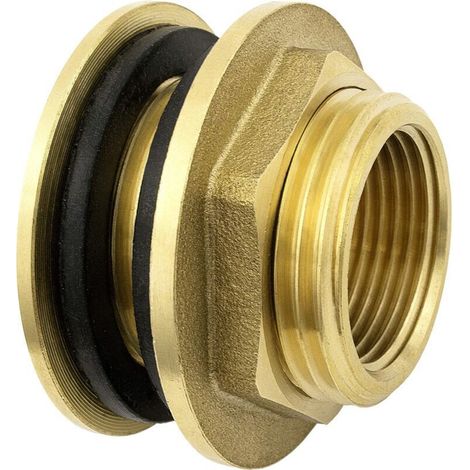 Traversée de Paroi en Laiton de 3/4 Pouce (20/27) de Haute Qualité Inoxydable + 2x Joints en Caoutchouc Gratuits, Traversée Cloison Pour Robinets d'eau, Baril de Pluie, Conteneur, Cuve Ibc