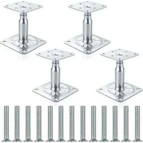 Lot de 4 supports de poteau surélevés galvanisés réglables de 100 à 150 mm, support de toit robuste pour construction (1/5)