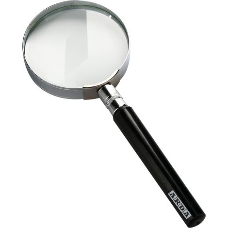 Taschenlupe – 1 Stück – Glas und verchromtes Metall – 3-fache Vergrößerung, 50 mm Durchmesser – Zum Lesen, Basteln und Sammeln – Silber (1/2)