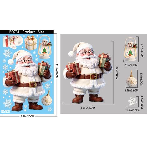 Autocollants de Noël populaires en platine pour fenêtres, autocollants en verre Père Noël, sapin de Noël, bonhomme de neige, autocollants statiques de maison de Noël