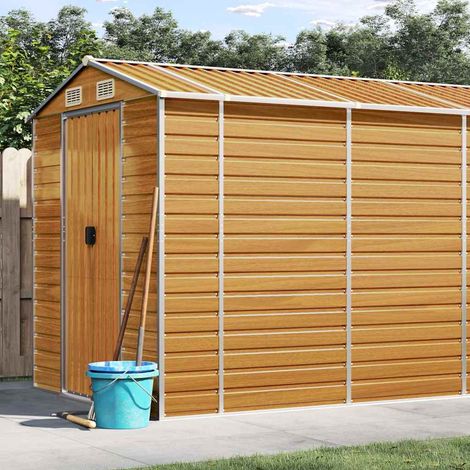 Abri de jardin-Remise Cabane pour outils marron clair 191x725x198 cm acier galvanisé (1/5)