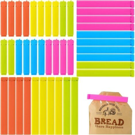 40 Pièces Pince Sachet Alimentaire, 7/11 cm Fermeture Sachet Alimentaire, Plusieurs Couleurs Pince Alimentaire Cuisine pour Emballage Cuisine Bonbons Snack