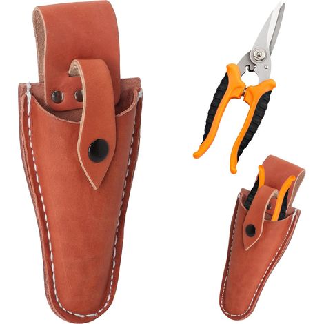 Leather Pruning Shears, Pruning Shears Case, Tool Holder, Belt Holder, for Mowing Knives, Tool Knives, Pliers Storage, with Key Ring (1/5)