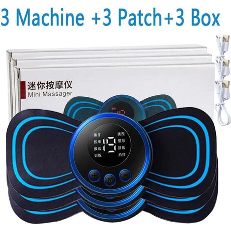Patch de massage cervical et dorsal électrique EMS avec écran LCD, 8 modes, stimulateur musculaire à impulsions, portable, soulagement de la douleur01075-AquaForge