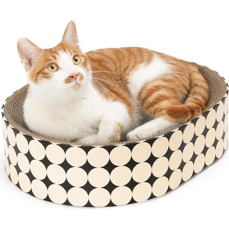Griffoir pour Chat, Grattoir-Lounge en Carton pour Chat, 2-en-1 Plateau à Griffes, Ovale avec Lit Intégré, Durable et Moderne en Forme de Bol, Protège-Meubles Contre Les Griffures de Chat (1/5)