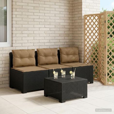 Teenpull – 3-Sitzer Garten Sofa mit Kissen Rattan-Look PP Anthrazit (1/5)