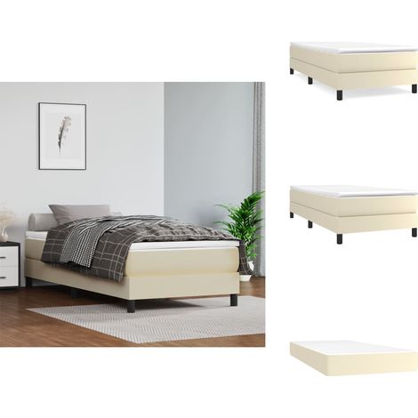 Boxspringbett mit Matratze Creme 100x200 cm Kunstleder - Boxspringbett - Betten - Doppelbett - Cremefarbenes Bett - Kunstlederbett (1/5)