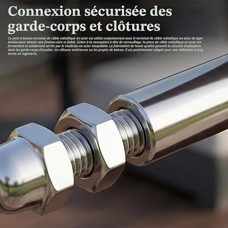 Stainless Steel Cable Tensioners, Cable Tensioner, Metal Cable Tensioner with Threaded Rod and Allen Key, Stainless Steel Cable Clamps Designed for Installation of Fences