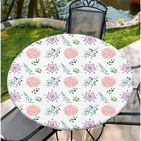 Nappe ronde avec élastique 90 cm - Imperméable et lavable pour intérieur et extérieur