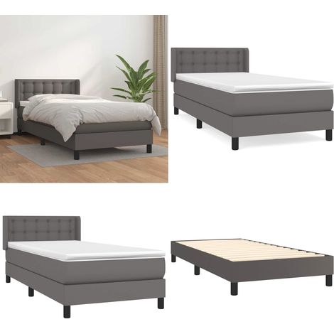 Boxspringbett mit Matratze Grau 80x200 cm Kunstleder - Boxspringbett - Betten - Doppelbett - Kunstlederbett - Graues Bett - Home & Living (1/5)