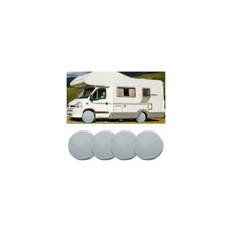 Lot de 4 Housses de Pneu de Camping-car, Crique de Pneu étanche, Housse de Protection Argentée pour Pneu de Roue pour Voiture, Camping-car, SUV, Camion, Remorque (1/5)