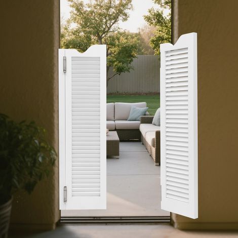 【Maison connectée】Double porte battante Portes de café battantes rétro, porte battante de salon à persiennes, porte de Cowboy en bois massif à fermeture automatique, porte de séparation Porte demi (60 (1/5)