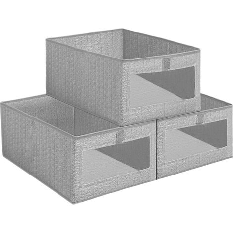 Aufbewahrungsbox 40 x 30 x 19,5 cm, Stoffaufbewahrung, faltbar, Aufbewahrungsbox für Spielzeug, Kleidung (3-teiliges Aufbewahrungsbox-Set)