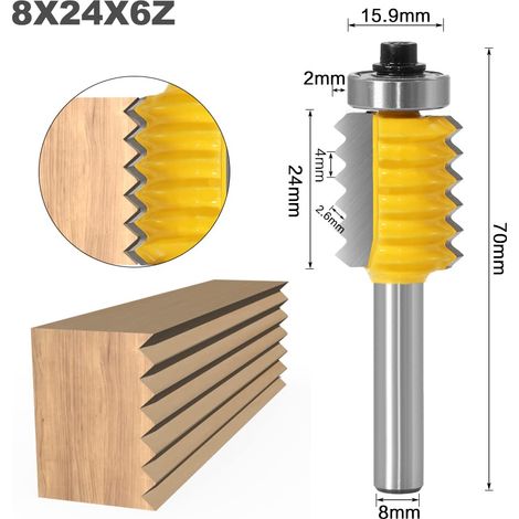8mm tige surélevée panneau "V" joint Bits joint de doigt colle fraise for bois Tenon boiseries cône Tenon fraisage Tenoning Machine (Size : 8X24X6Z) (1/5)