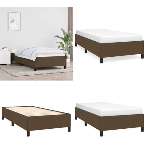 Cadre de lit sans matelas marron foncé 90x190 cm tissu - Cadre De Lit - Lit Double - Literie - Meuble Chambre - Meubles De Chambre - Home & Living (1/5)